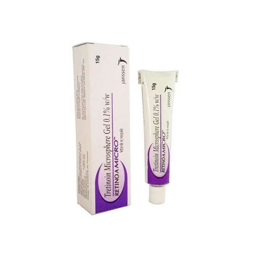 retino a micro 0.1 gel acne treatment - Publicpill | #1 Trusted, Convenient, and affordable pharmacy, Retino-A Micro 0.1% gel (Tretinoin) product shot for acne treatment and anti-aging skincare.