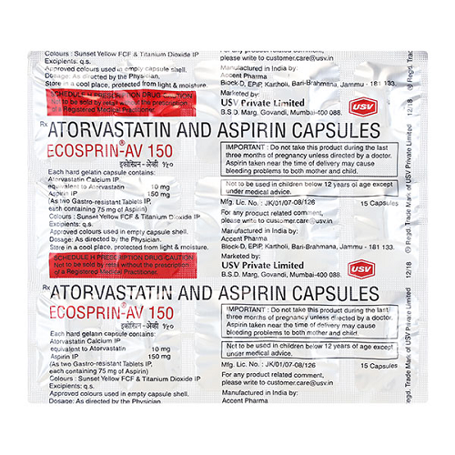 Ecosprin AV 150 mg (Atorvastatin/Aspirin)