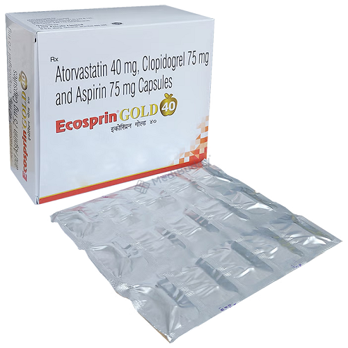 Ecosprin Gold 40 mg (Atorvastatin/Clopidogrel/Aspirin)