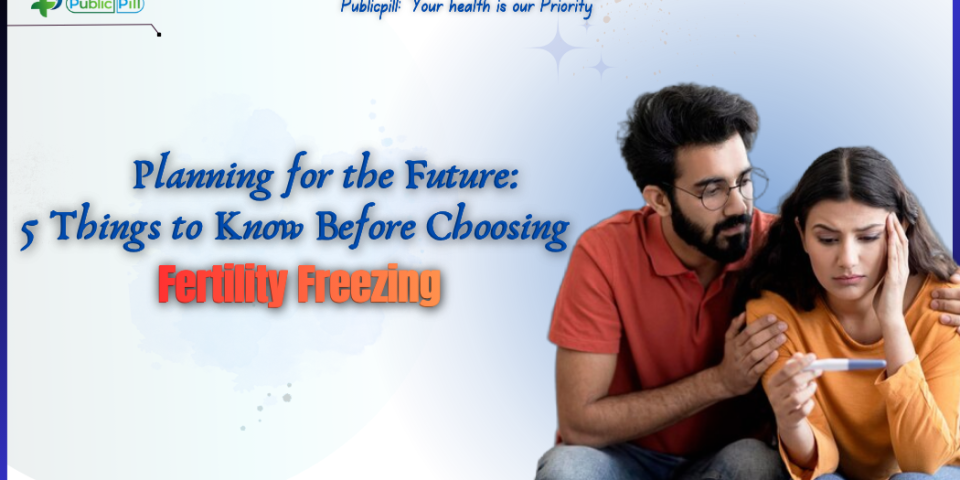 Planning for the Future 5 Things to Know Before Choosing Fertility Freezing - Publicpill | #1 Trusted, Convenient, and affordable pharmacy, Fertility freezing infographic showing process cost success rates and key factors