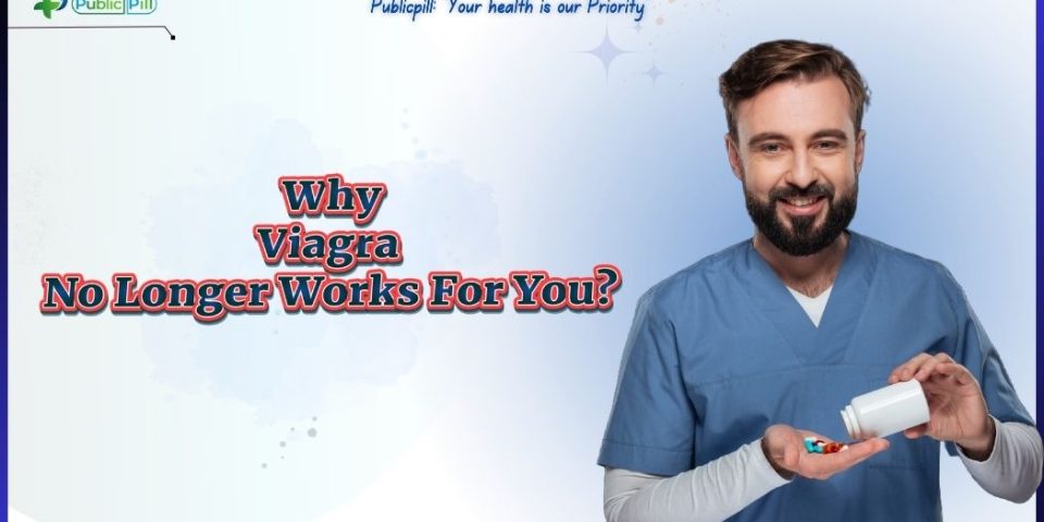 A blue pill on a table; illustrating why Viagra no longer works