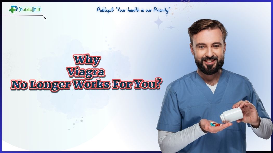 A blue pill on a table; illustrating why Viagra no longer works