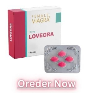 Lovegra 100mg tablets strip designed for women's wellness support.