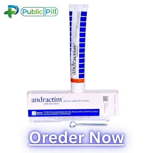Dihydrotestosterone DHT 2.5 percent topical gel bottle, Andractim alternative for hormone therapy.