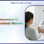 fenbendazole treat worms 1 - Publicpill | #1 Trusted, Convenient, and affordable pharmacy, A bottle of Fenbendazole dewormer medication next to a guide detailing how to treat worms and intestinal parasites in dogs.